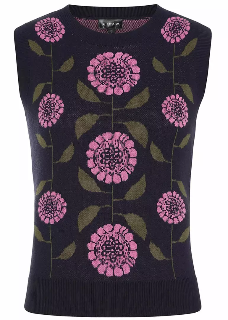 Bright & Beautiful Zora Groovy Floral 60's Jumper In Multi 3 Bright & Beautiful Zora Groovy Floral 60's Jumper In Multi