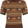 Bright & Beautiful Bella Pumpkin Fair Isle 60's Jumper Brown New In