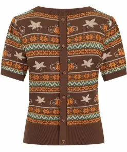 Bright & Beautiful Bella Pumpkin Fair Isle 60's Jumper Brown New In 11 Bright & Beautiful Bella Pumpkin Fair Isle 60's Jumper Brown New In
