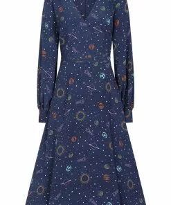 Bright & Beautiful Ashley Galaxy Dreamer 70's Maxi Dress Blue New In