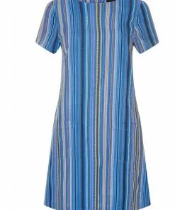 Bright & Beautiful Ella Striped 70's Dress Blue New In