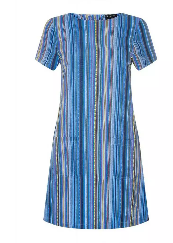 Bright & Beautiful Ella Striped 70's Dress Blue New In 3 Bright & Beautiful Ella Striped 70's Dress Blue New In