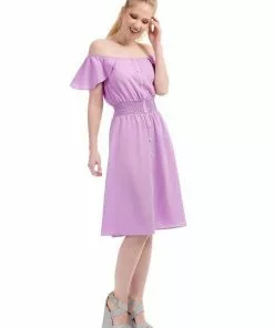 Bright & Beautiful Pat Button Up 60's Dress Purple New In