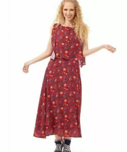 Bright & Beautiful Ali Tropical Floral 70's Dress Red