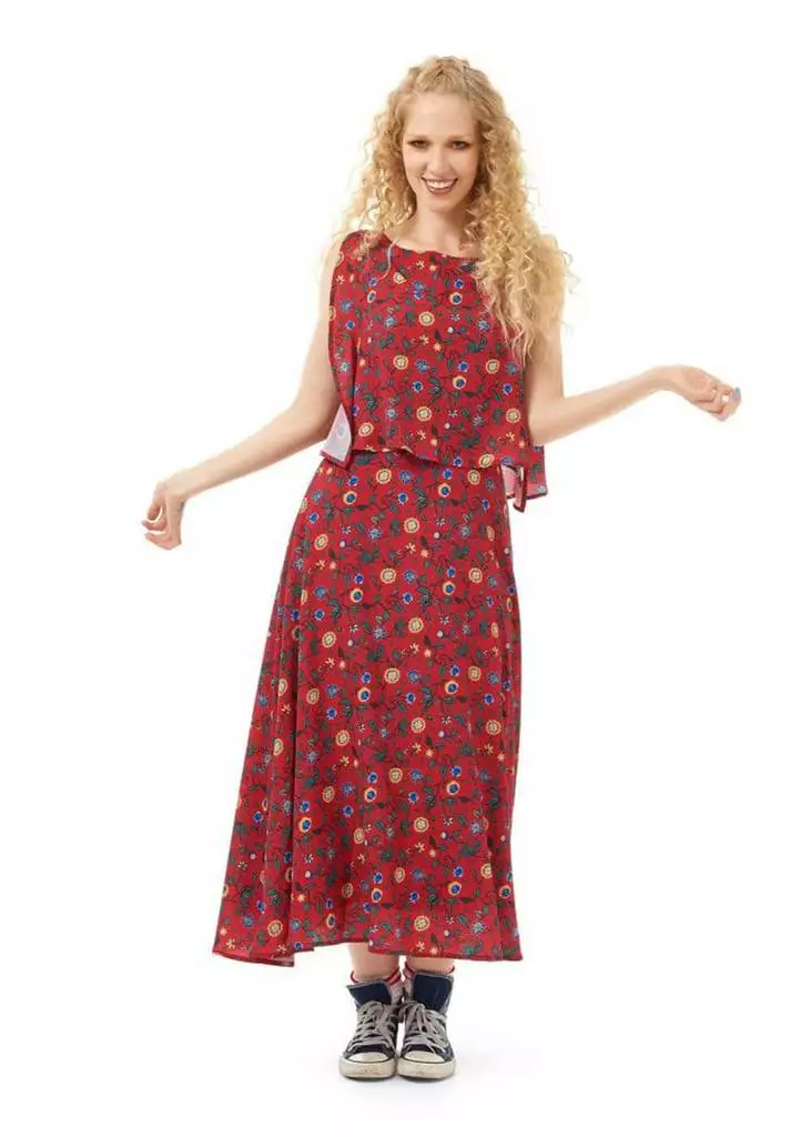 Bright & Beautiful Ali Tropical Floral 70's Dress Red 3 Bright & Beautiful Ali Tropical Floral 70's Dress Red