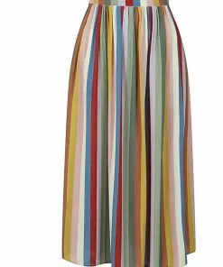 Bright & Beautiful Maria Deckchair Stripe Rainbow Midi 60's Skirt Multi New In