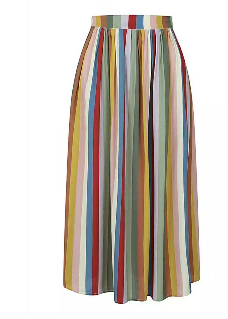Bright & Beautiful Maria Deckchair Stripe Rainbow Midi 60's Skirt Multi New In 3 Bright & Beautiful Maria Deckchair Stripe Rainbow Midi 60's Skirt Multi New In