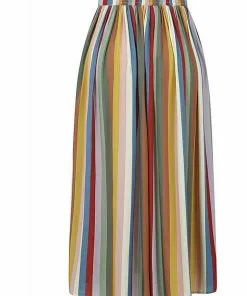 Bright & Beautiful Maria Deckchair Stripe Rainbow Midi 60's Skirt Multi New In 9 Bright & Beautiful Maria Deckchair Stripe Rainbow Midi 60's Skirt Multi New In