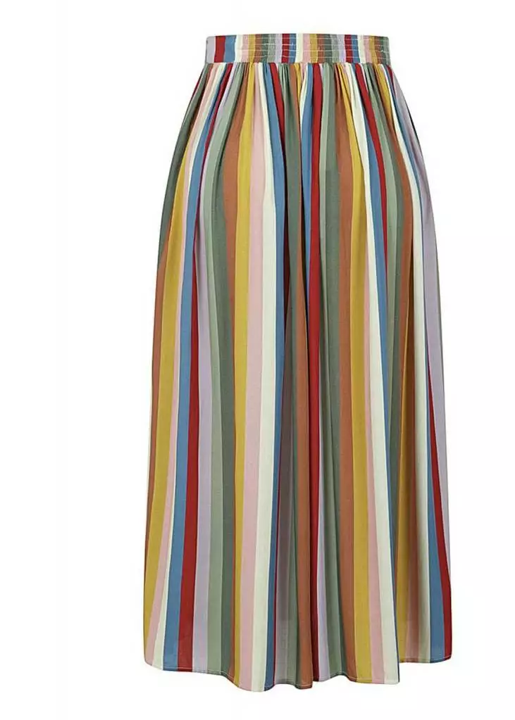Bright & Beautiful Maria Deckchair Stripe Rainbow Midi 60's Skirt Multi New In 6 Bright & Beautiful Maria Deckchair Stripe Rainbow Midi 60's Skirt Multi New In