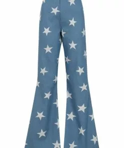 Bright & Beautiful Donna Acid Star 70's Flared Jeans Denim Blue