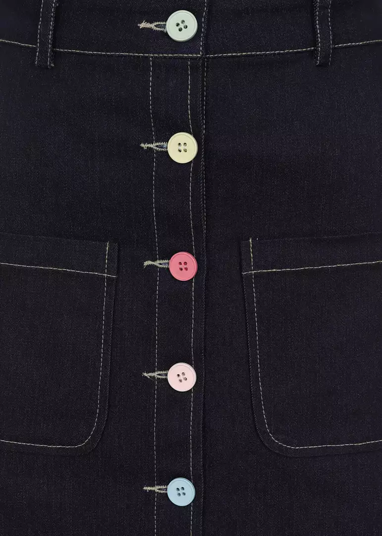 New In Bright & Beautiful Annie Rainbow Dreamer 60's A-Line Skirt Denim 4 New In Bright & Beautiful Annie Rainbow Dreamer 60's A-Line Skirt Denim