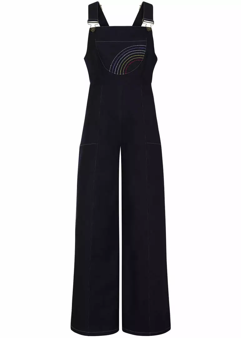 Bright & Beautiful Emma Rainbow Dreamer 60's Dungarees Denim Blue New In 3 Bright & Beautiful Emma Rainbow Dreamer 60's Dungarees Denim Blue New In