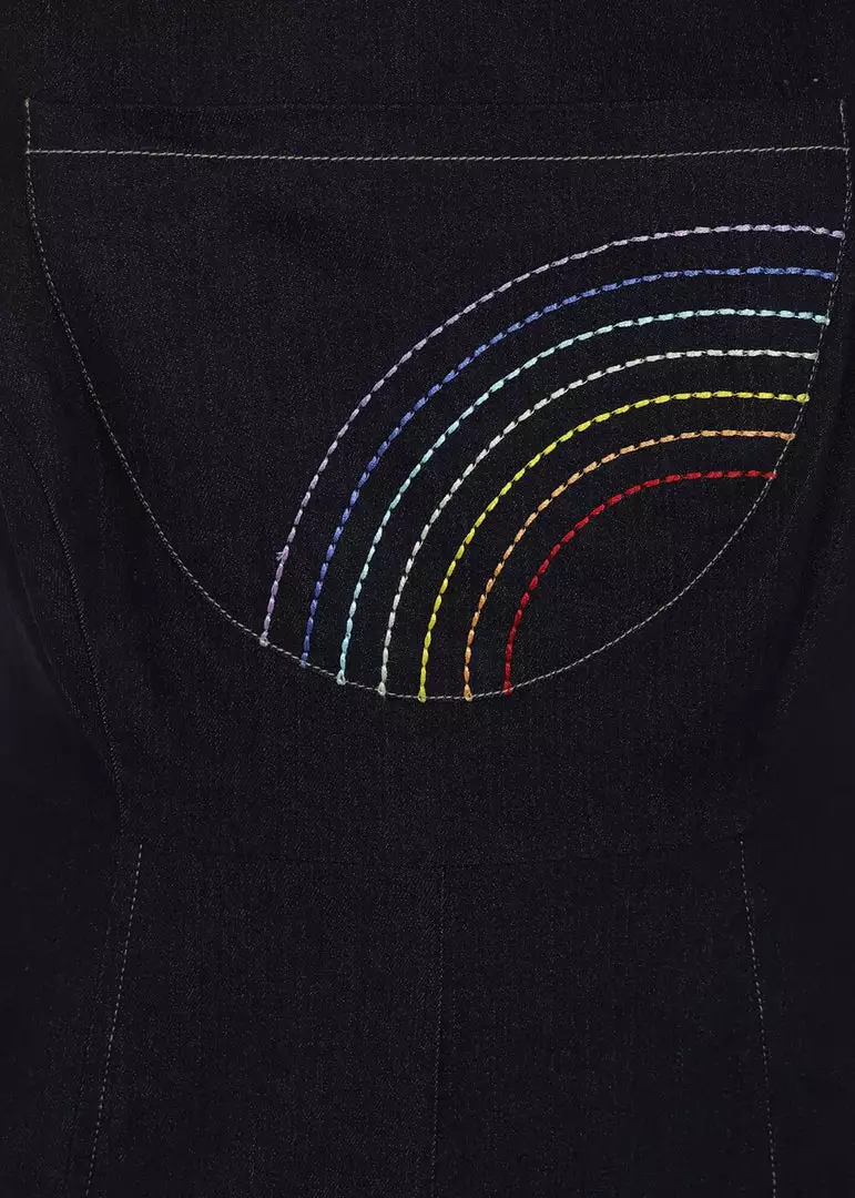 Bright & Beautiful Emma Rainbow Dreamer 60's Dungarees Denim Blue New In 6 Bright & Beautiful Emma Rainbow Dreamer 60's Dungarees Denim Blue New In