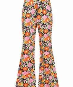 Bright & Beautiful Donna Paradise Bloom 70's Flare Trousers Multi New In