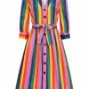Bright & Beautiful Lauren Rainbow Wishes Stripe 50's Dress Multi 1 Bright & Beautiful Lauren Rainbow Wishes Stripe 50's Dress Multi
