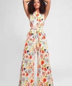 New In Bright & Beautiful Maggie Songbird 70's Jumpsuit In Multi