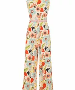 New In Bright & Beautiful Maggie Songbird 70's Jumpsuit In Multi