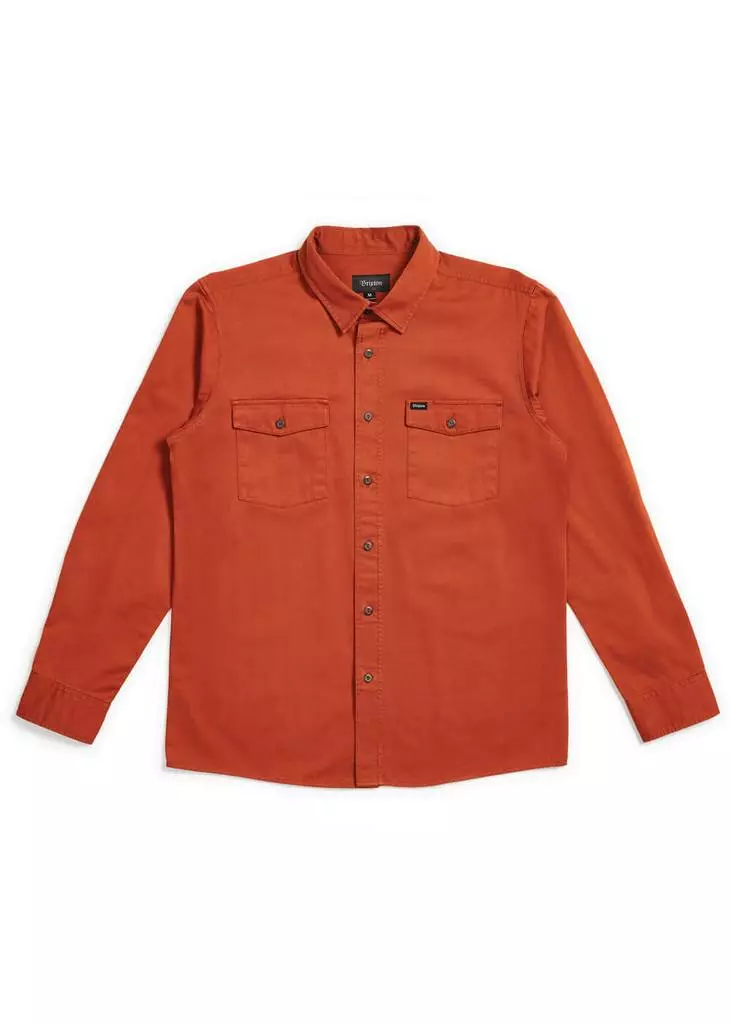 Brixton Mens Olson Shirt Rust Picante New In 3 Brixton Mens Olson Shirt Rust Picante New In
