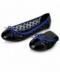 Butterfly Twist Jessica Polkadot Foldable Flats Cobalt Black