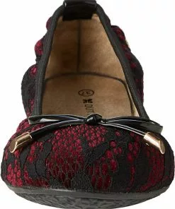 New In Butterfly Twist Sasha Lace Foldable Flats Berry