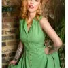 Collectif Caterina 50's Sleeveless Swing Dress Green