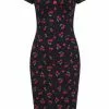 Collectif Dolores Cherry Love 50's Pencil Dress Black New In 2 Collectif Dolores Cherry Love 50's Pencil Dress Black New In
