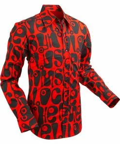 New In Chenaski Mens Shirt Moloko Red Black