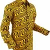 Chenaski Mens Wavyline 70's Shirt Yellow Black