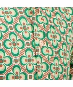 New In Chenaski Men Dotsgrid 70's Shirt Cream Green