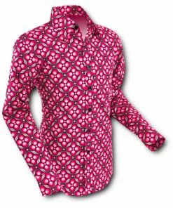 New In Chenaski Mens Dotsgrid 70's Shirt Red