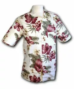 Chenaski Mens Jungle Flowers 50's Shirt Cream