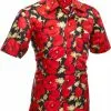 New In Chenaski Mens Poppy 50's Shirt Black Red