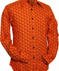 New In Chenaski Mens Bridges 70's Shirt Orange