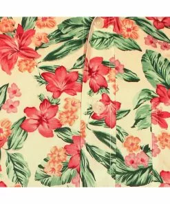 Chenaski Mens Aloha Flowers 50's Shirt Creme New In