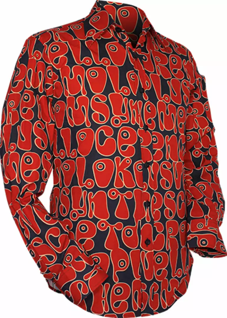 New In Chenaski Mens Moloko 70's Shirt Navy Red 3 New In Chenaski Mens Moloko 70's Shirt Navy Red