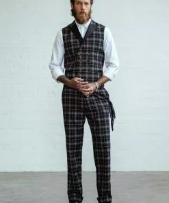 Chet Rock Mens Chuck Tartan Waistcoat Green New In