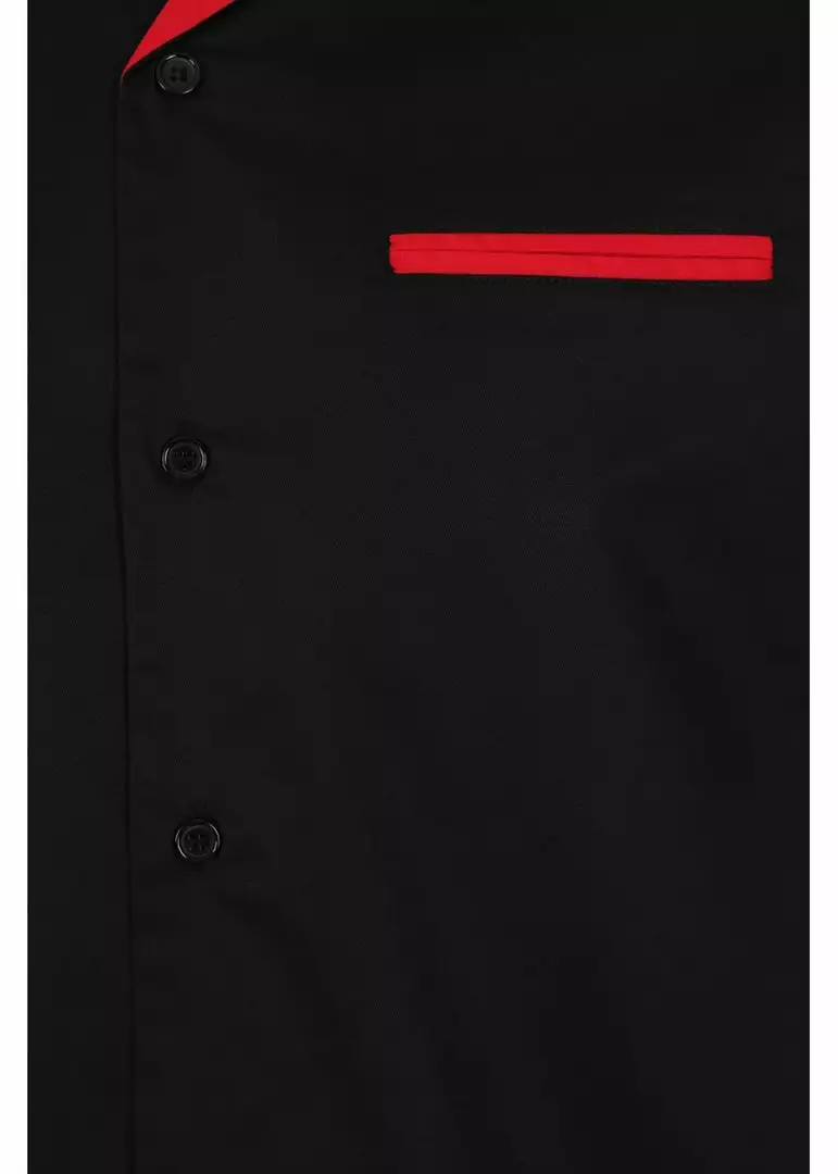 Chet Rock Men Loud Rex 50's Bowling Shirt Black Red 6 Chet Rock Men Loud Rex 50's Bowling Shirt Black Red