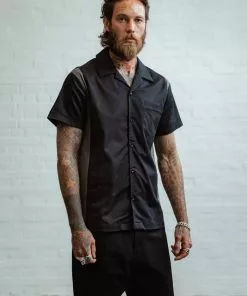 Chet Rock Mens Rattlesnake 50's Bowling Shirt Black New In