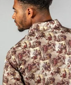 Claudio Lugli Mens Divinity Vatican Paintings Overhemd Beige