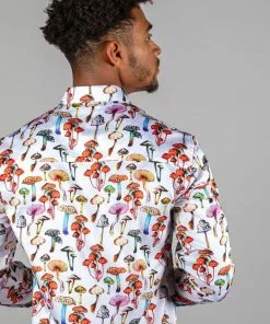 Claudio Lugli Mens Mushrooms Shirt White New In