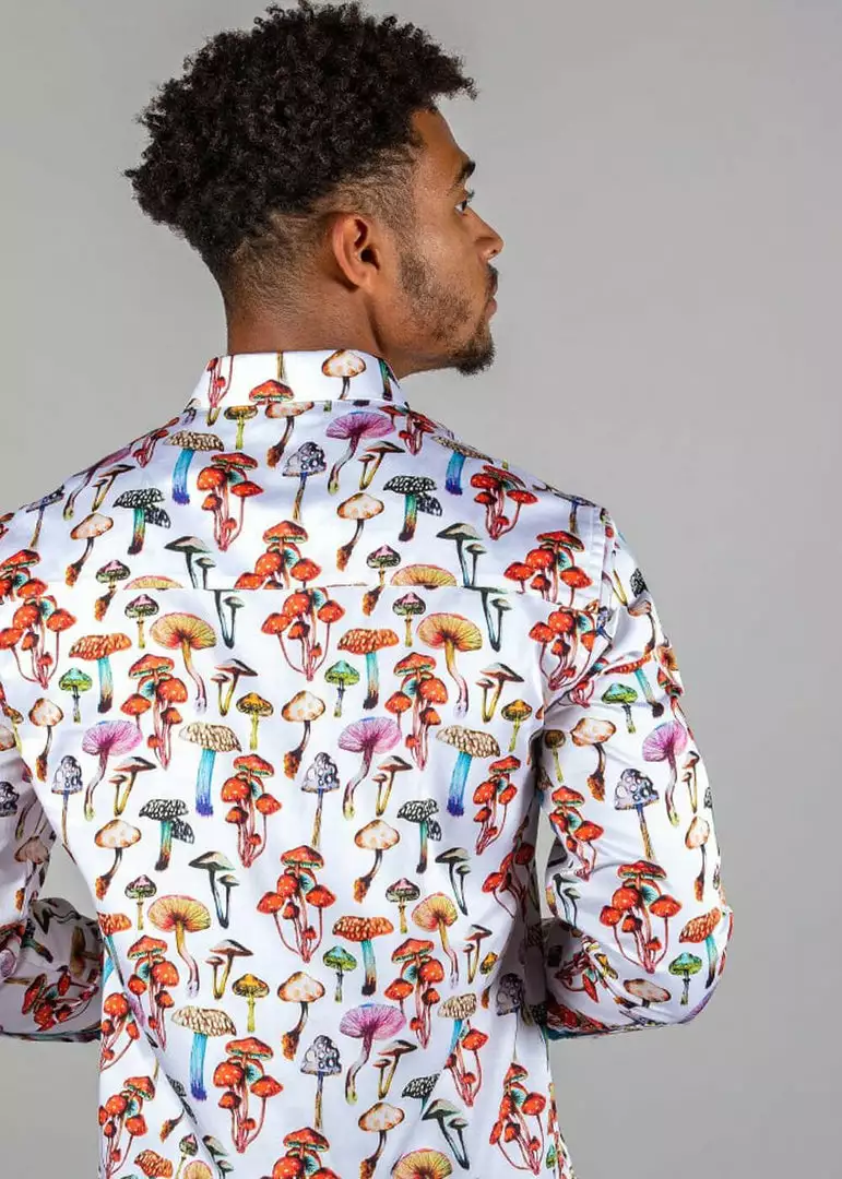 Claudio Lugli Mens Mushrooms Shirt White New In 4 Claudio Lugli Mens Mushrooms Shirt White New In