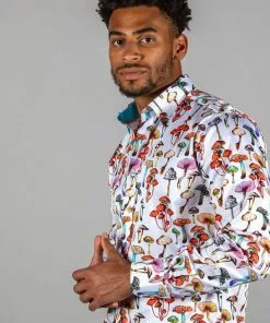 Claudio Lugli Mens Mushrooms Shirt White New In 10 Claudio Lugli Mens Mushrooms Shirt White New In