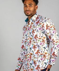 Claudio Lugli Mens Mushrooms Shirt White New In 11 Claudio Lugli Mens Mushrooms Shirt White New In