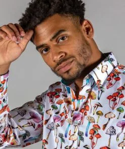 Claudio Lugli Mens Mushrooms Shirt White New In 12 Claudio Lugli Mens Mushrooms Shirt White New In