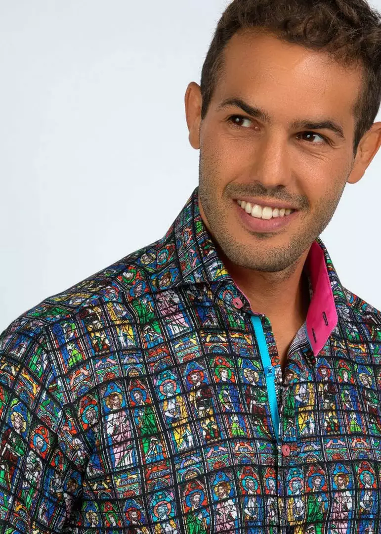 Claudio Lugli Heren Stained Glass Saints Shirt New In 3 Claudio Lugli Heren Stained Glass Saints Shirt New In