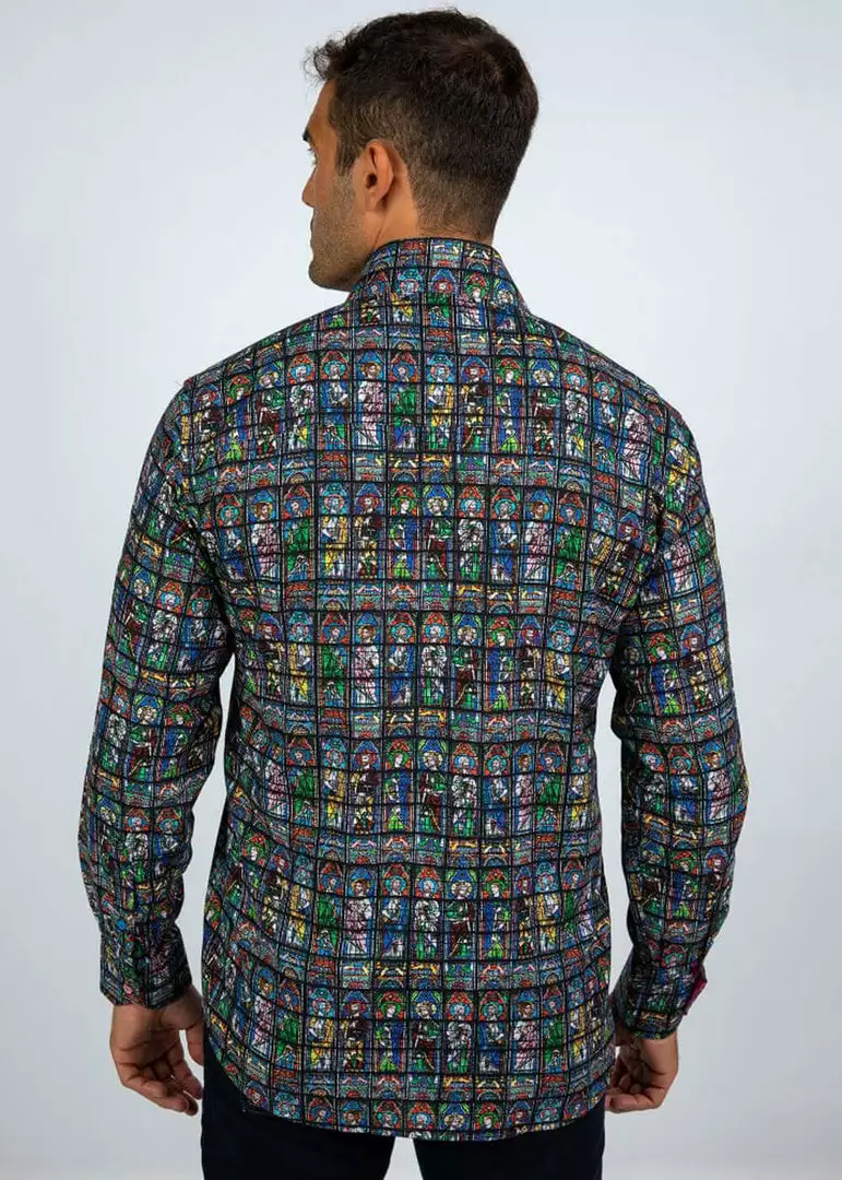 Claudio Lugli Heren Stained Glass Saints Shirt New In 6 Claudio Lugli Heren Stained Glass Saints Shirt New In