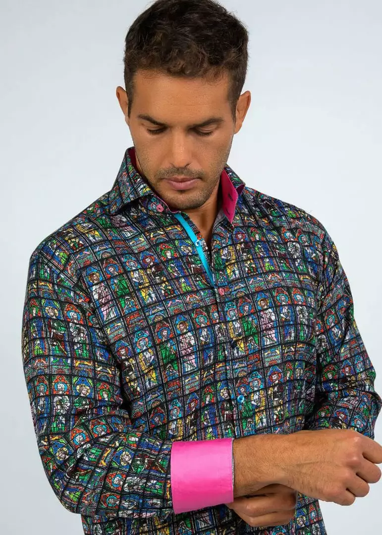 Claudio Lugli Heren Stained Glass Saints Shirt New In 5 Claudio Lugli Heren Stained Glass Saints Shirt New In