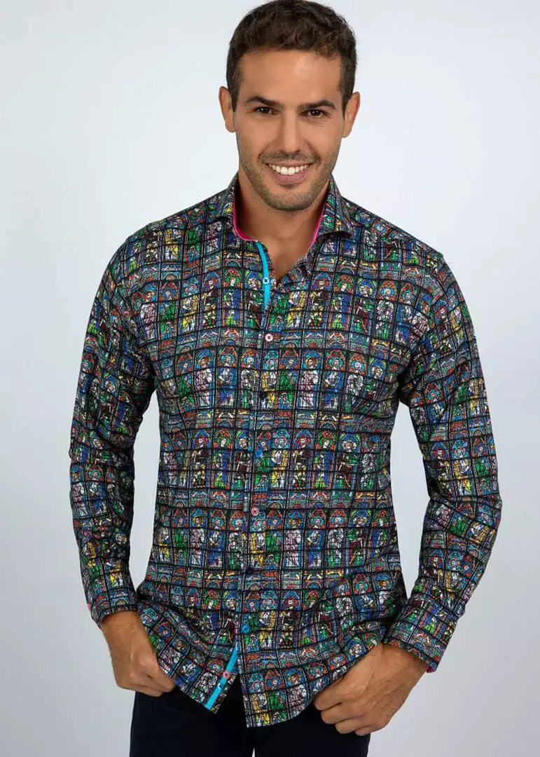 Claudio Lugli Heren Stained Glass Saints Shirt New In 7 Claudio Lugli Heren Stained Glass Saints Shirt New In