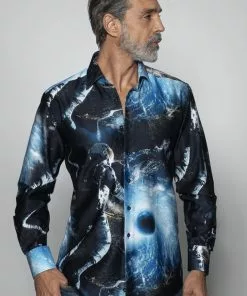 Claudio Lugli Mens Space Walk Shirt Black New In