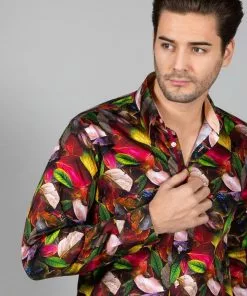 New In Claudio Lugli Mens Autumn Leaves Shirt Green